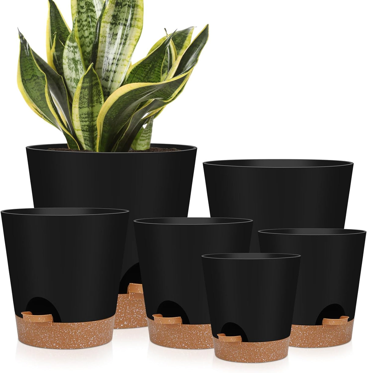 YNNICO 8,7, 6.5, 6, 5.5, 5 Inches Self Watering Planters for Indoor Plants
