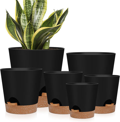 YNNICO 8,7, 6.5, 6, 5.5, 5 Inches Self Watering Planters for Indoor Plants