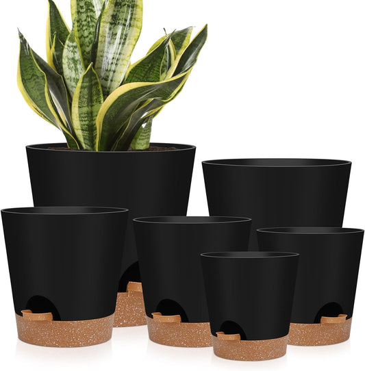 YNNICO 8,7, 6.5, 6, 5.5, 5 Inches Self Watering Planters for Indoor Plants