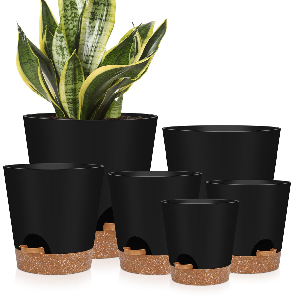 YNNICO 8,7, 6.5, 6, 5.5, 5 Inches Self Watering Planters for Indoor Plants