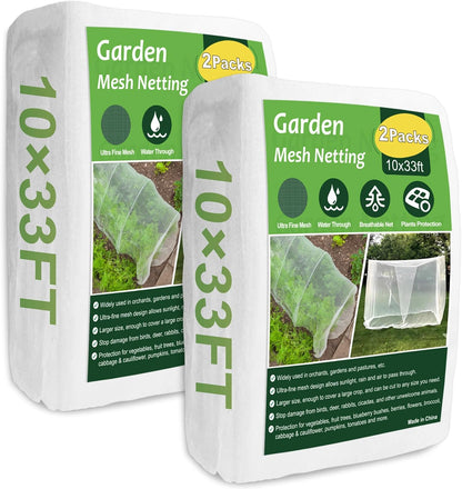 NONMON Garden Netting, 2 Pack 10x33FT Ultra Fine Mesh Insect Netting