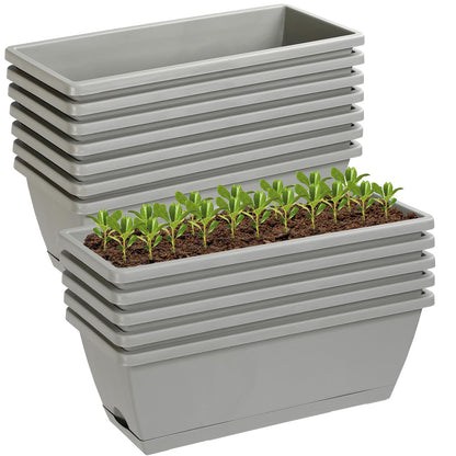 12Pcs 17Inches Rectangle Planter Box with Drainage Holes and Trays