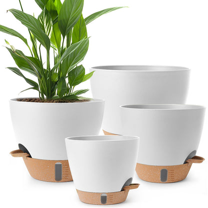 Self Watering Pots for Indoor Plants 12/10/9/8 Inch Plastic with Reservoir