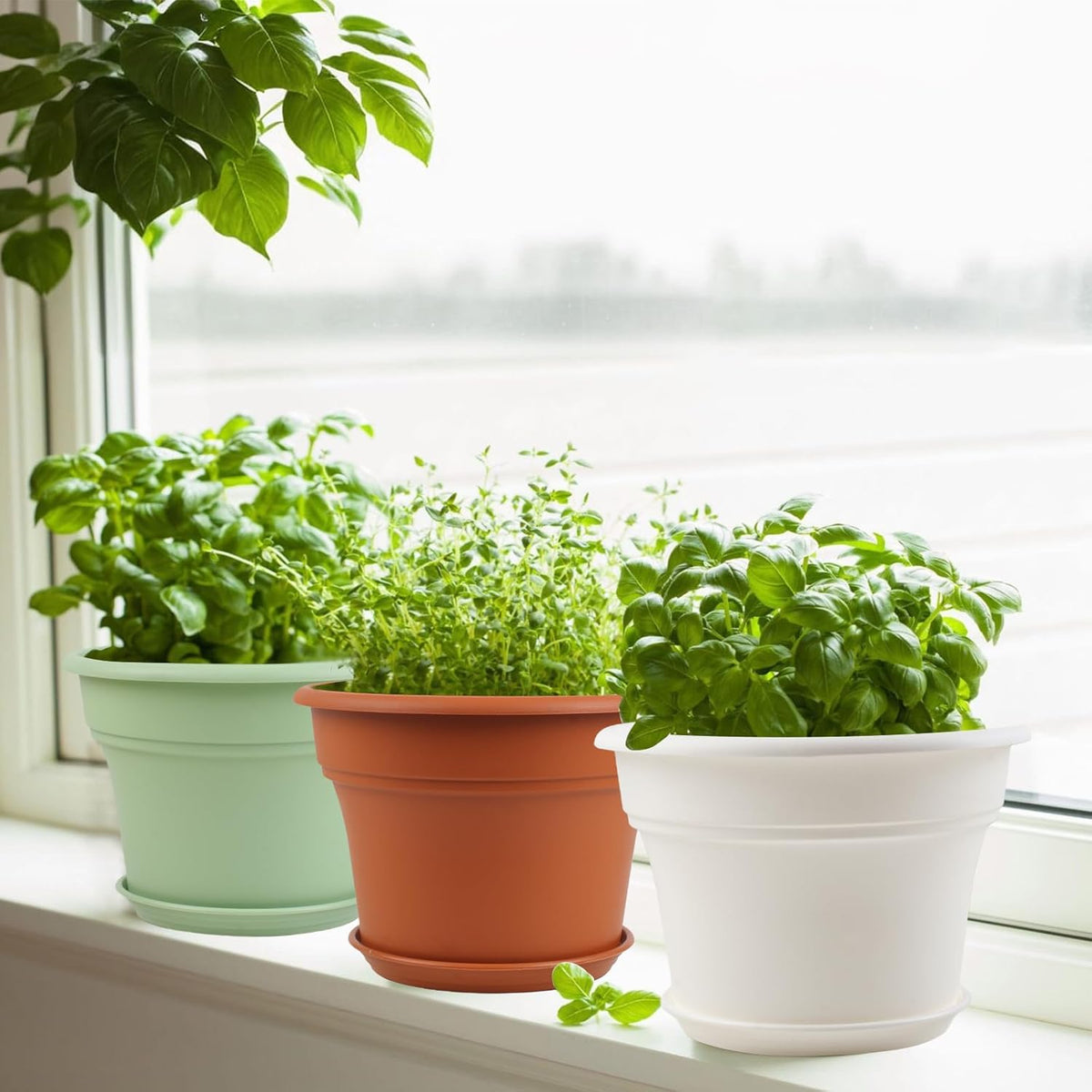 Pottiffe Plant-Pots-Planters-Indoor-Outdoor, 10 inch 4 Pack Terracotta