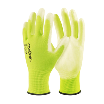 COOLJOB 12/60 Pairs Safety Work Gloves Pack Bulk with Grip PU Coating