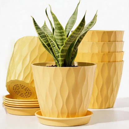 6 Pack Plant Pots with Drainage Holes, 4 Inch Plastic Indoor Flower Pots, Succulent Pots for Orchids, Violets, Succulents, Herbs and Other Small Plant, Multicolor