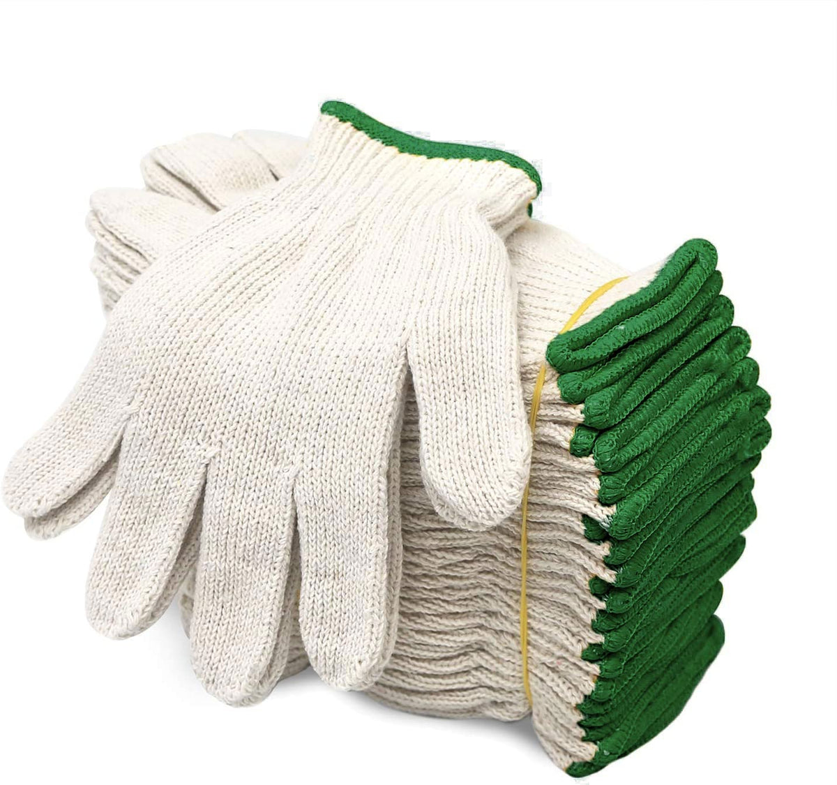 Evridwear Cotton Polyester String Knit Shell Safety Protection Work Gloves for Painter Mechanic Industrial Warehouse Gardening Construction Men & Women 12 Pairs, With Two Side dots, L Size