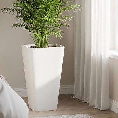 Worth Garden 20" White Plant Pots Tall Flower Pots Set of 2 Planters