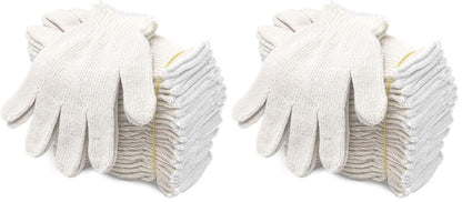 Evridwear Cotton Polyester String Knit Shell Safety Protection Work Gloves for Painter Mechanic Industrial Warehouse Gardening Construction Men & Women 12 Pairs, With Two Side dots, L Size