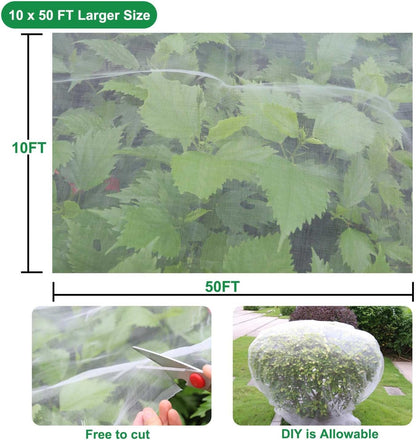 KLEWEE 10 x 50 FT Garden Mesh Netting, Ultra Fine Mesh Plant Netting Covers