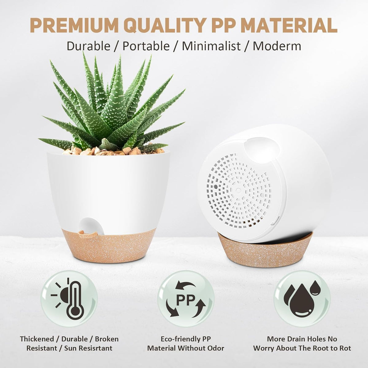 YNNICO 12 inch Large Self Watering Plant Pots for Indoor Outdoor Plants
