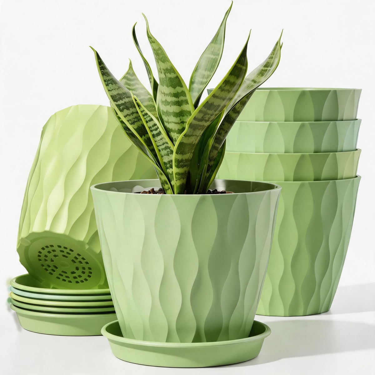 6 Pack Plant Pots with Drainage Holes, 4 Inch Plastic Indoor Flower Pots, Succulent Pots for Orchids, Violets, Succulents, Herbs and Other Small Plant, Multicolor