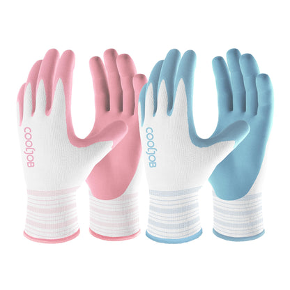 COOLJOB 6 Pairs Gardening Gloves for Women, Breathable Rubber Coated, L