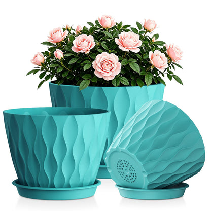 Plant Pots for Indoor Plants 3 Pack 10/9/8 Inch Plastic Planters