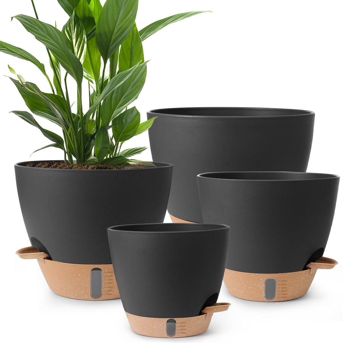 Self Watering Pots for Indoor Plants 12/10/9/8 Inch Plastic with Reservoir