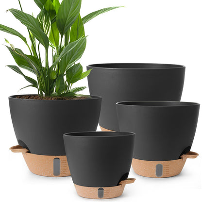 Self Watering Pots for Indoor Plants 12/10/9/8 Inch Plastic with Reservoir