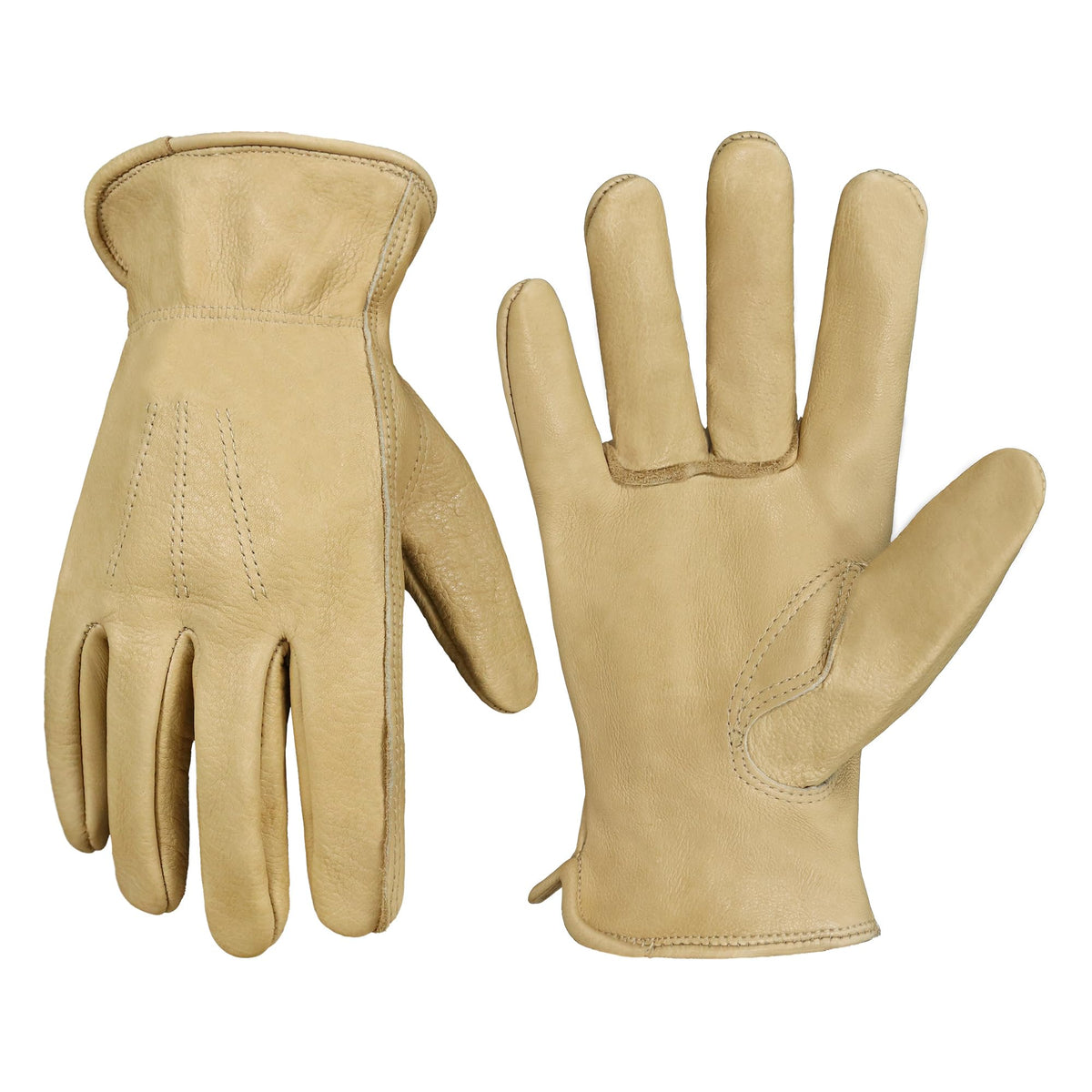 HANDLANDY Leather Gardening Gloves, Leather Work Gloves for Men Women