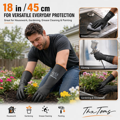ThxToms Chemical Resistant Gloves, 28 Mil Heavy Duty Latex, 14 Inch, 1 Pair