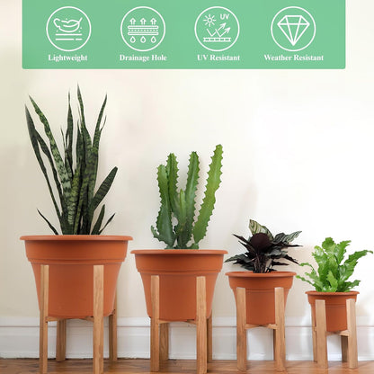 Pottiffe Plant-Pots-Planters-Indoor-Outdoor, 10 inch 4 Pack Terracotta