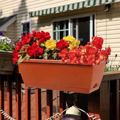 12Pcs 17Inches Rectangle Planter Box with Drainage Holes and Trays