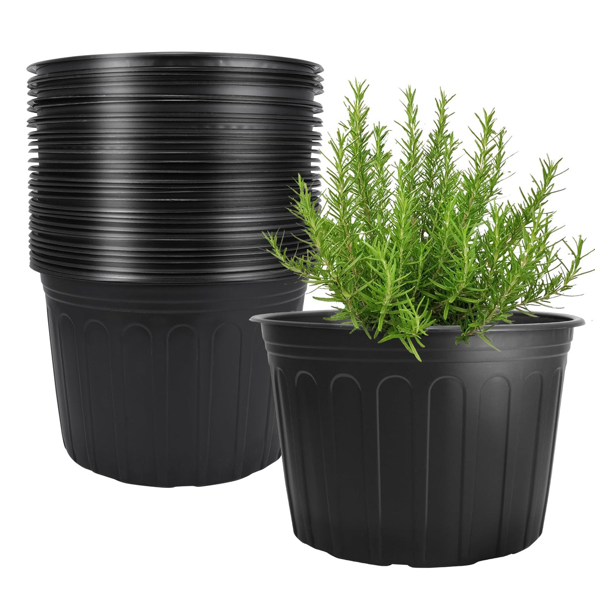 30 Pack 5 Gallon Plastic Nursery Pots,12.8 Inch Thickened Soft Plant Pots with Drainage Holes,Flower Planter Container for Seedlings Garden,Indoor and Outdoor