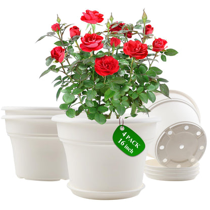 Pottiffe Plant-Pots-Planters-Indoor-Outdoor, 10 inch 4 Pack Green