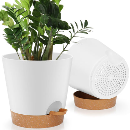 YNNICO 8,7, 6.5, 6, 5.5, 5 Inches Self Watering Planters for Indoor Plants