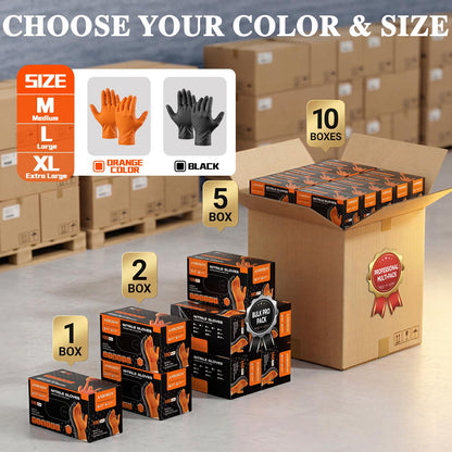 ANBOSON 10 Mil Heavy Duty Mechanic Nitrile Gloves, Large Black 100 Count