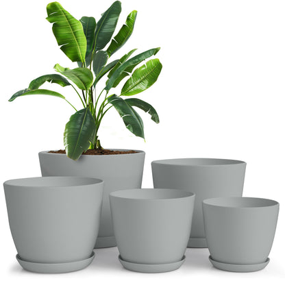 Plant Pots Indoor with Drainage, 10 Pack Multi-Size Planters Set, White