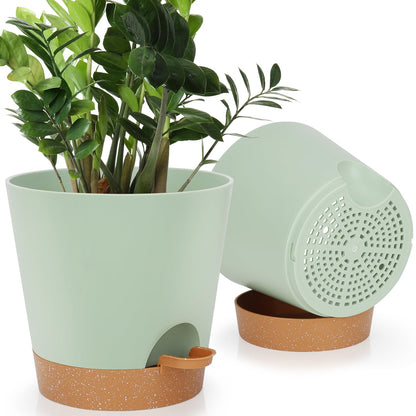 YNNICO 8,7, 6.5, 6, 5.5, 5 Inches Self Watering Planters for Indoor Plants