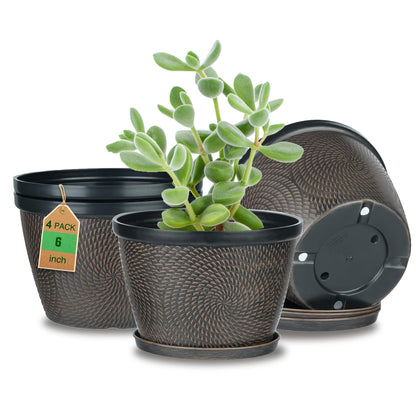 Quarut 12 Inch Pots for Plants,4 Pack Large Flower Pots with Drainage Hole