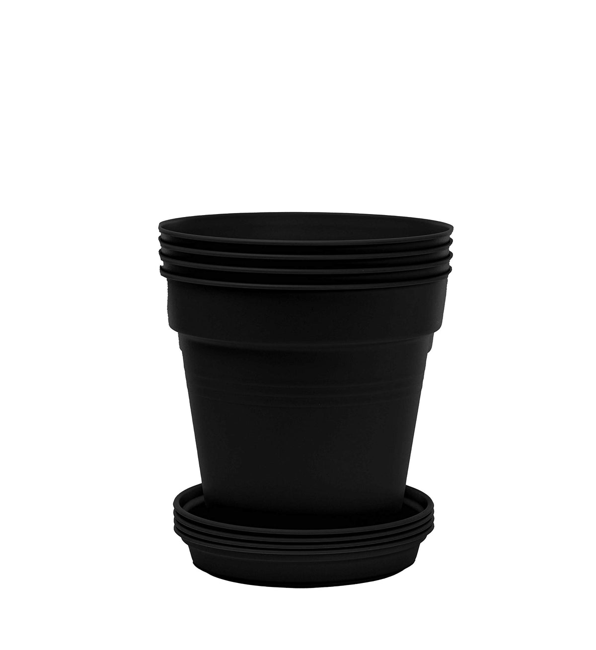 Mintra Garden Pots, 4 Pack Bulk Plastic Plant Pots with Drainage Tray, Round Indoor & Outdoor Decorative Planters with Drain Holes for Flowers, Herbs & Plants, 19cm Diameter – Fuchsia, 7.5in Wide