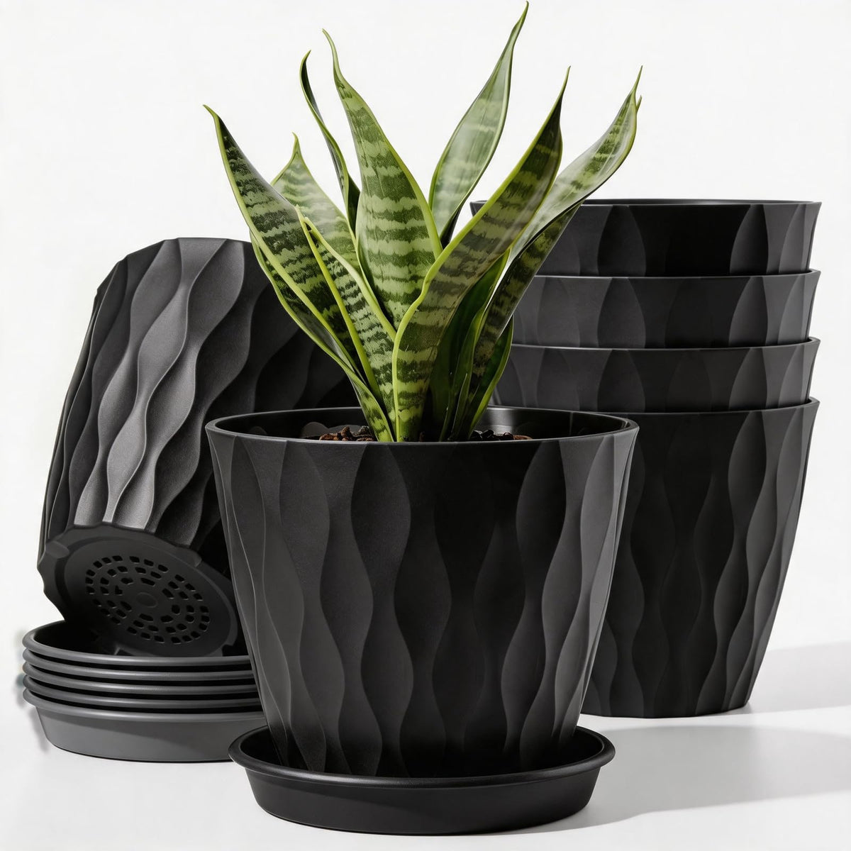 6 Pack Plant Pots with Drainage Holes, 4 Inch Plastic Indoor Flower Pots, Succulent Pots for Orchids, Violets, Succulents, Herbs and Other Small Plant, Multicolor