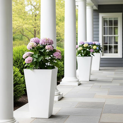 Worth Garden 20" White Plant Pots Tall Flower Pots Set of 2 Planters
