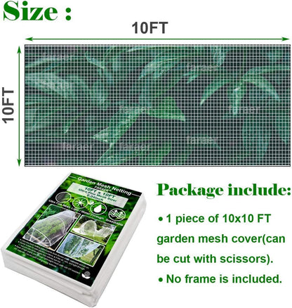 Garden Barrier Netting, Plant Covers 10x10Ft Ultra Fine Mesh Netting Protect for Vegetable Plants Fruits Flowers Crops Greenhouse Row Covers Raised Bed Barrier Screen Birds Protection Net (10x10ft)