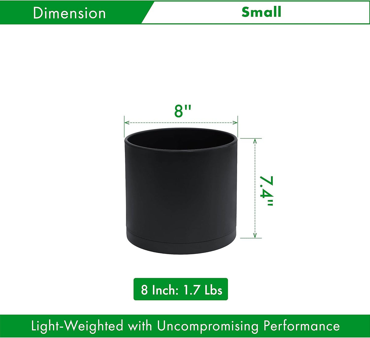 D'vine Dev Plastic Planter Pot with Saucer, 8 in, Black, 74-X-B-1