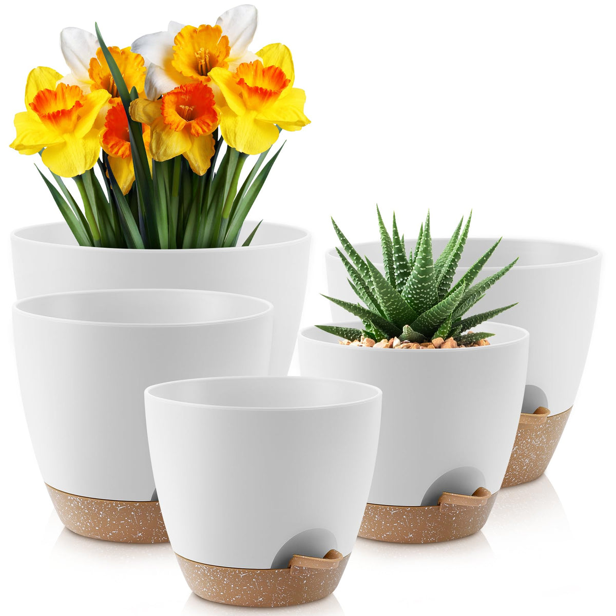 YNNICO 12 inch Large Self Watering Plant Pots for Indoor Outdoor Plants