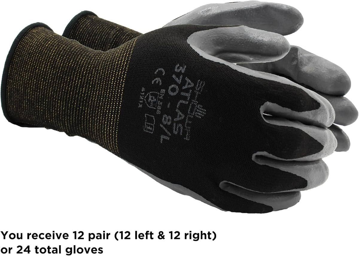 SHOWA Atlas 370B Professional Nitrile Work Gloves,for Landscaping, Gardening & Assembly, General Purpose Gloves