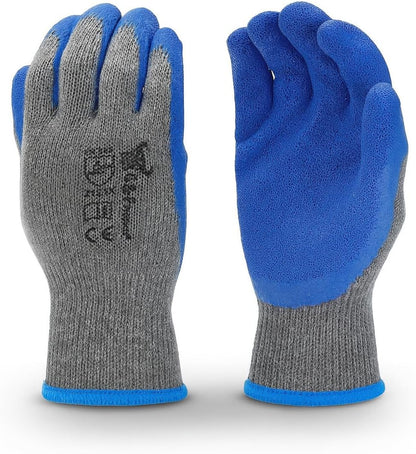G & F Products - 3100L-DZ-Parent 12 Pairs Large Rubber Latex Double Coated Work Gloves for Construction, gardening gloves, heavy duty Cotton Blend Blue