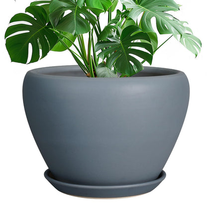 Ceramic Modern Glaze Succulent Planter Pot with Drainage Hole and Saucer 6 Inch Round Flower Plant Pot for Indoor Outdoor Herb Snake Plants