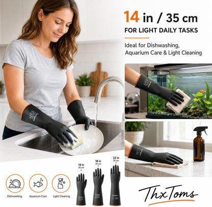ThxToms Chemical Resistant Gloves, 28 Mil Heavy Duty Latex, 14 Inch, 1 Pair