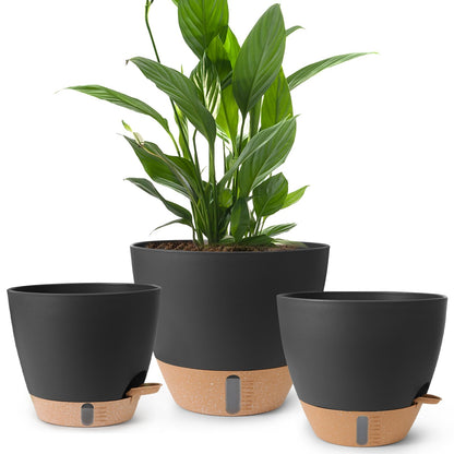 Self Watering Pots for Indoor Plants 12/10/9/8 Inch Plastic with Reservoir