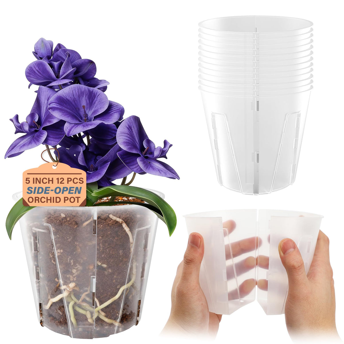 Bluepro Clear Nursery Pots with Drainage Holes, 3.5/4/5 Inch, 36-Pack