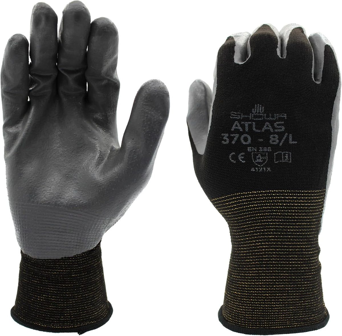 SHOWA Atlas 370B Professional Nitrile Work Gloves,for Landscaping, Gardening & Assembly, General Purpose Gloves