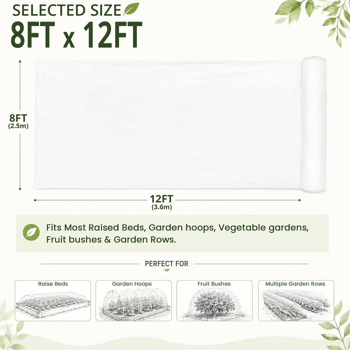 8Ft x 12Ft Garden Netting, Fine Mesh Insect Netting for Plant Protection