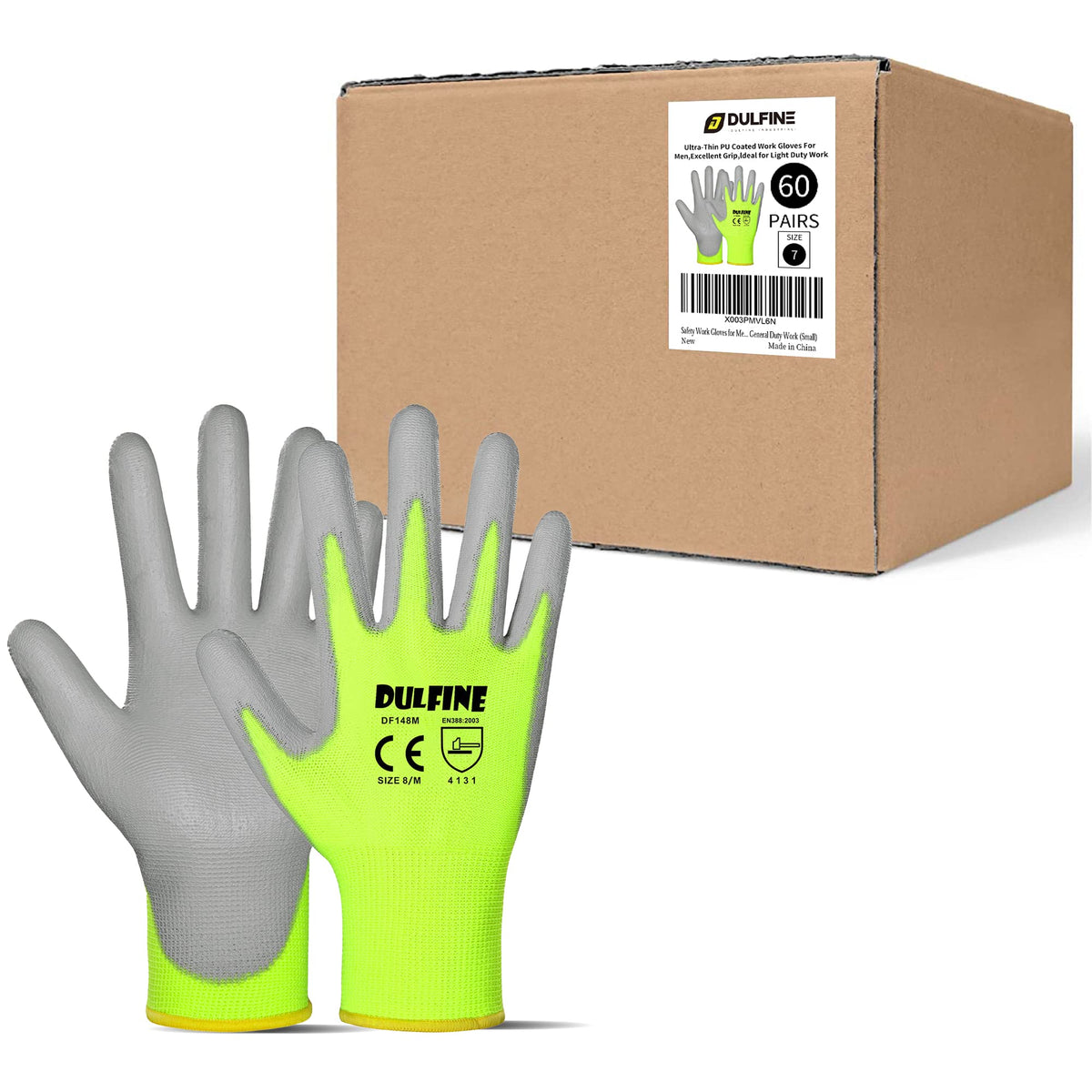 DULFINE Safety Work Gloves for Men & Women 12 Pairs, PU Coated Red L