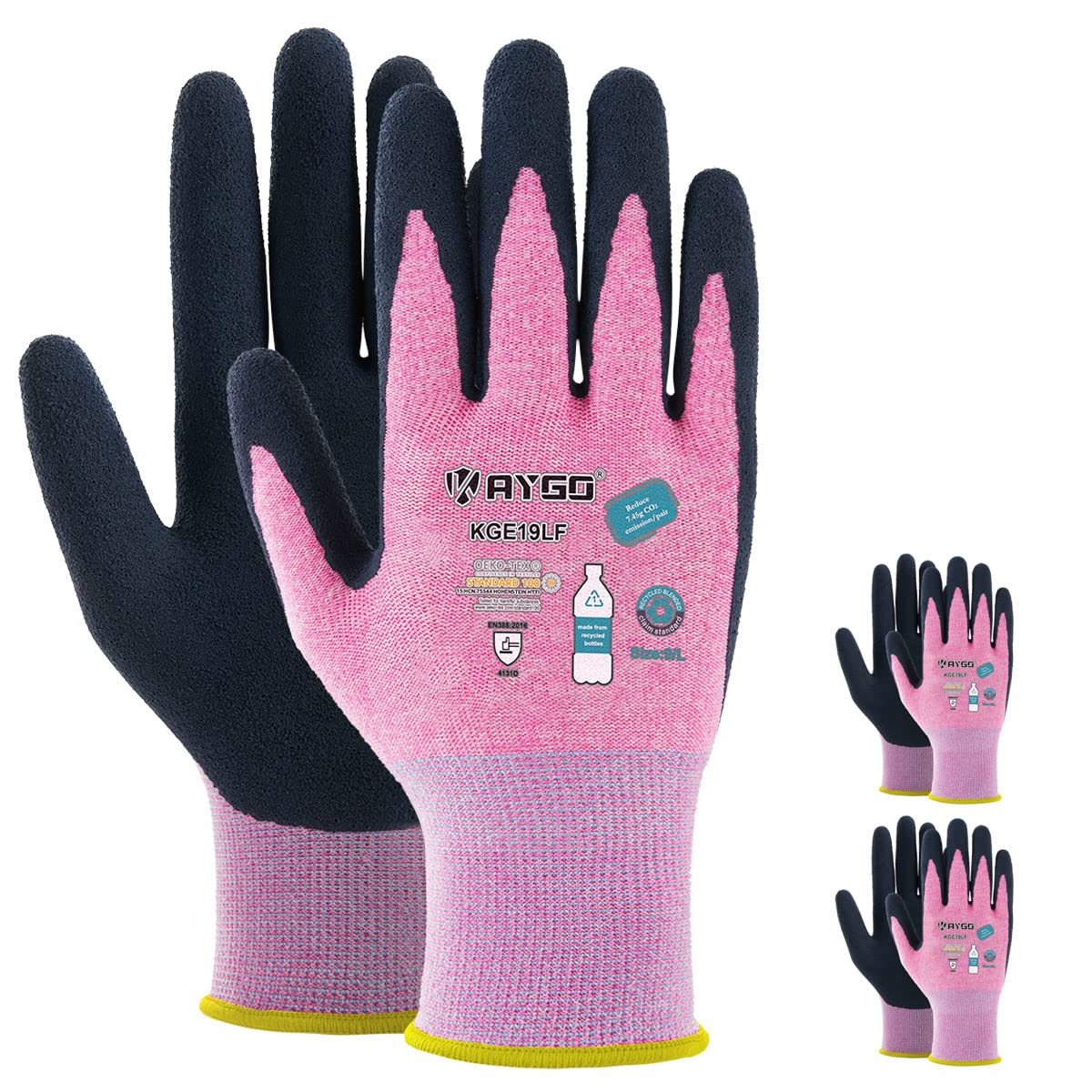 KAYGO Women's Work Gloves, Sandy Latex Grip, Breathable