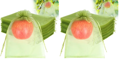 HRX Package 100pcs Mesh Fruit Protection Bags 6x9 in for Gardeners (Green)