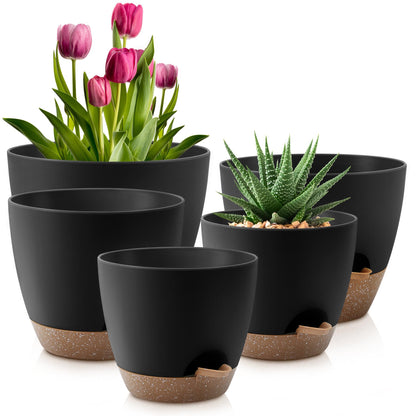 QRRICA 7/7.5/8/9/10 Inch Self Watering Pots for Indoor/Outdoor Plants