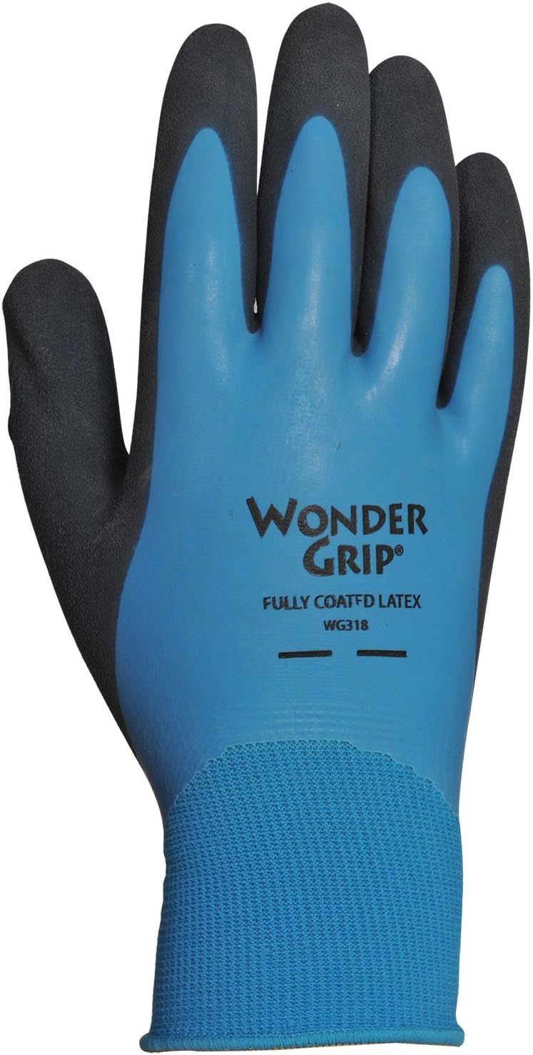 Wonder Grip WG318L Liquid-Proof Double-Coated/Dipped Natural Latex Rubber Work Gloves